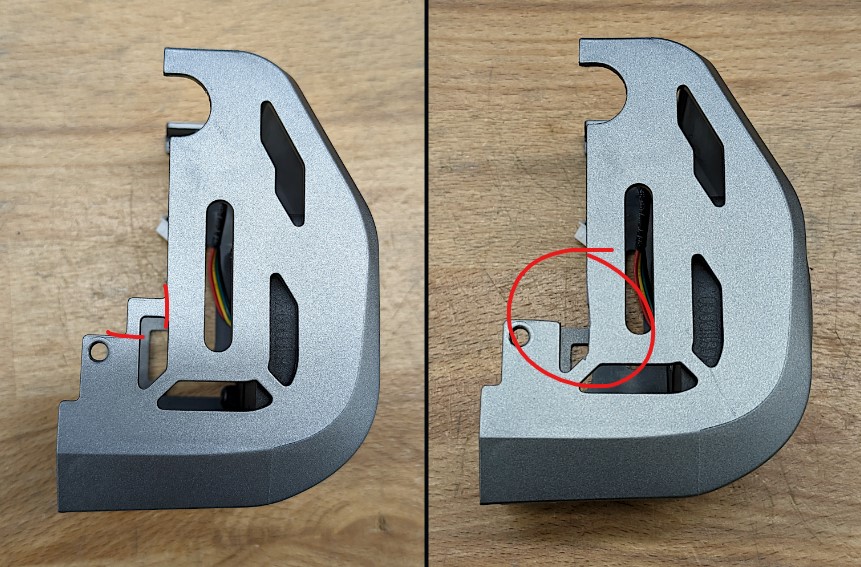 A modified fan shroud (original to the left)