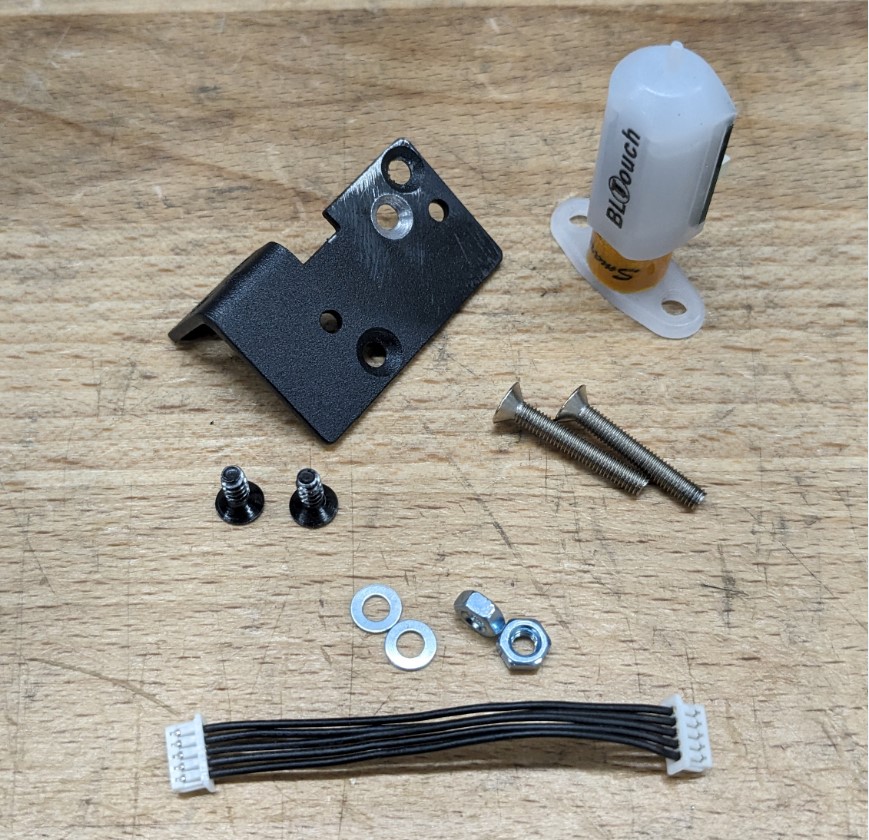 All the required parts for mounting a BLToch to the printer (my M3 screws are way to long, but they’ll do the job)